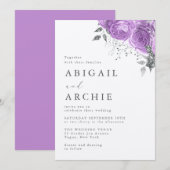 Violet Peony Wedding Kaart (Voorkant / Achterkant)