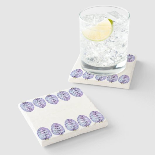 Violet Pinecones Stone Onderzetter (Zijkant)