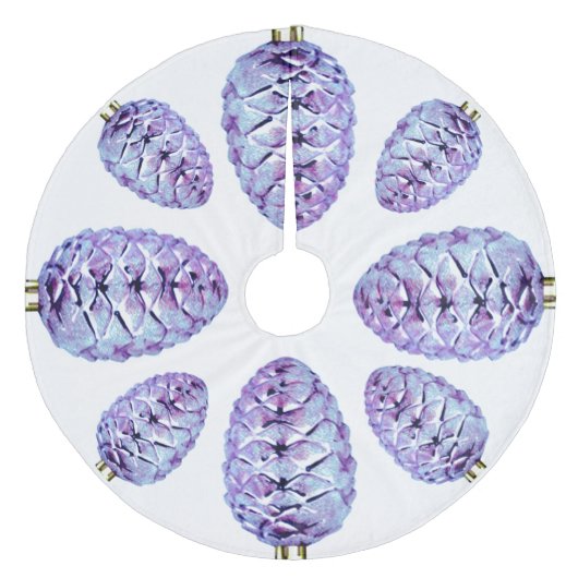 Violet Pinecones Tree Skirt Fleece Kerstboom Rok (Voorkant)