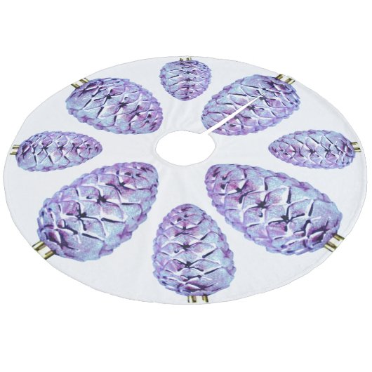 Violet Pinecones Tree Skirt Fleece Kerstboom Rok (Gekanteld)