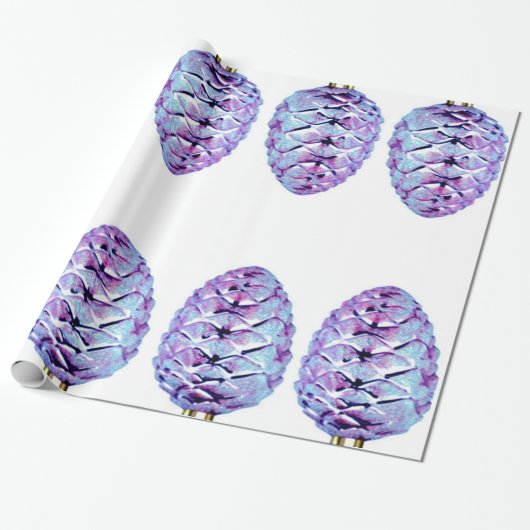 Violet Pinecones — Verpakkingspapier Cadeaupapier (Uitgerold)