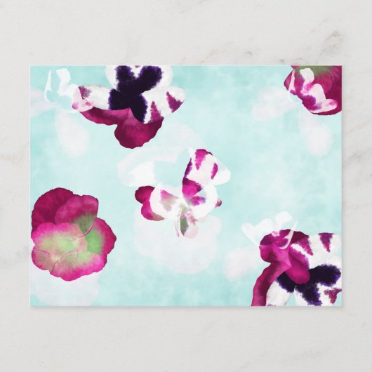 Violet Pink Aqua Turquoise Pansies Opslaan Datum Advieskaart (Achterkant)