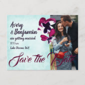 Violet Pink Aqua Turquoise Pansies Opslaan Datum Advieskaart (Voorkant)