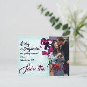 Violet Pink Aqua Turquoise Pansies Opslaan Datum Advieskaart (Staand voorkant)