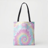 Violet Pink Blue Tie Dye Abstract Monogram Tote Bag (Voorkant)