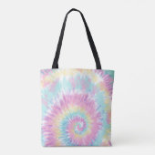 Violet Pink Blue Tie Dye Abstract Monogram Tote Bag (Achterkant)