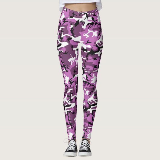 Violet Pink Camo Leggings (Voorkant)