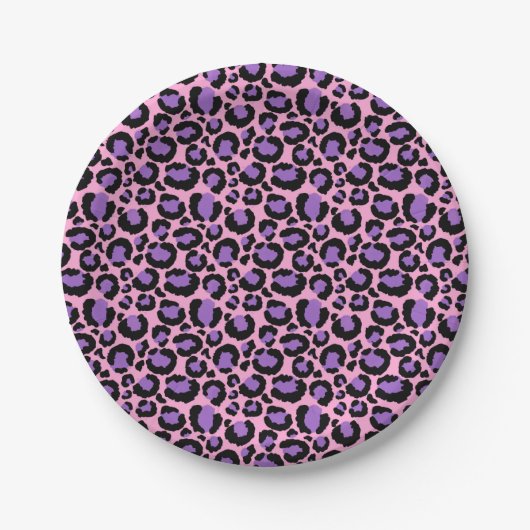 Violet Pink Cheetah Leopard Pattern Dierenvriend Papieren Bordje (Voorkant)