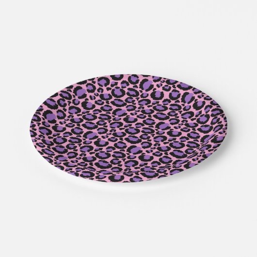 Violet Pink Cheetah Leopard Pattern Dierenvriend Papieren Bordje (Gekanteld)