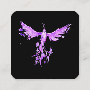 *~* VIOLET PINK Feathers Phoenix rijdend op zwart Vierkante Visitekaartje