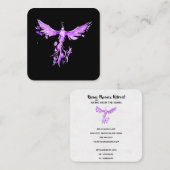 *~* VIOLET PINK Feathers Phoenix rijdend op zwart Vierkante Visitekaartje (Voorkant / Achterkant)