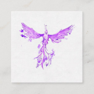 *~* VIOLET PINK Feathers Phoenix Rising Ashes Vierkante Visitekaartje