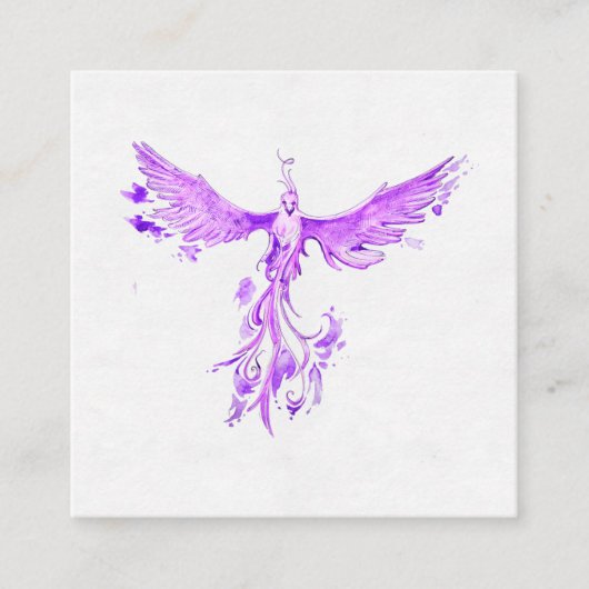 *~* VIOLET PINK Feathers Phoenix Rising Ashes Vierkante Visitekaartje (Voorkant)