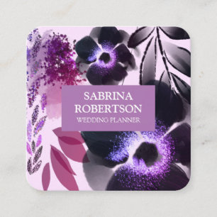 Violet Pink Floral Vierkante Visitekaartje