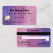 Violet Pink Glitter Credit Kaart Cadeaubon Visitekaartje (Voorkant / Achterkant)