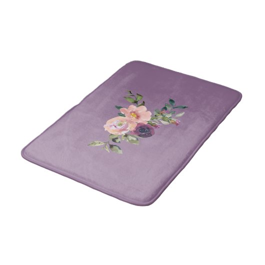 Violet Pink Lavender Rozen Floral Bath Mat (Gekanteld)