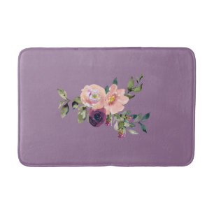 Violet Pink Lavender Rozen Floral Bath Mat