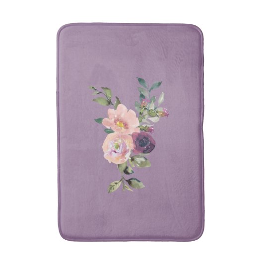 Violet Pink Lavender Rozen Floral Bath Mat (Voorkant Verticaal)