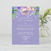 Violet pink lilac ivory gold wildflowers Wedding  Kaart (Staand voorkant)