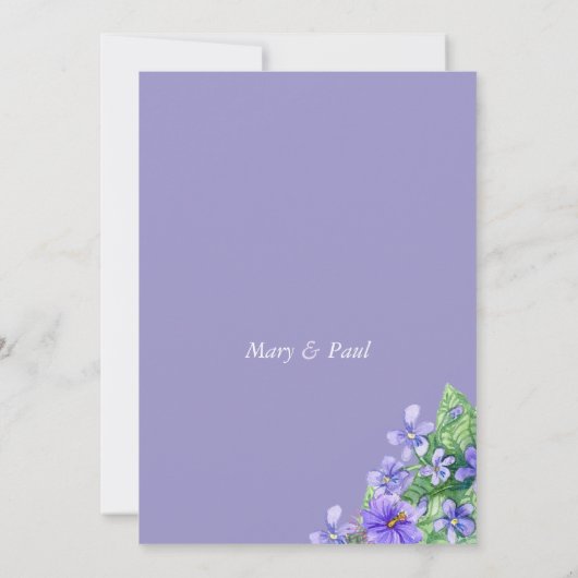 Violet pink lilac ivory gold wildflowers Wedding  Kaart (Achterkant)