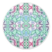 Violet Pink Pastel Turquoise Art Motif Keramische Knop (Voorkant)