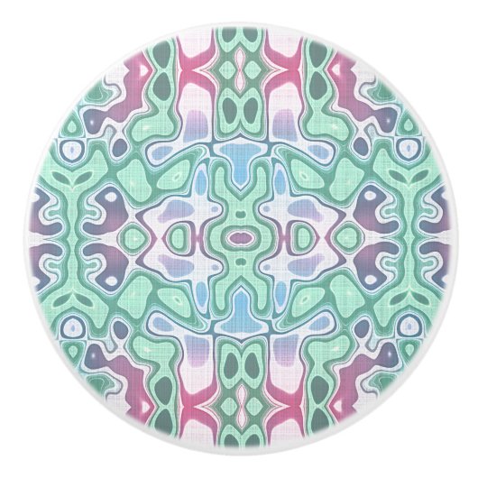 Violet Pink Pastel Turquoise  Art Motif Keramische Knop (Voorkant)