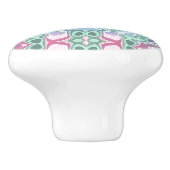 Violet Pink Pastel Turquoise Art Motif Keramische Knop (Zijkant)
