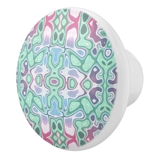 Violet Pink Pastel Turquoise Art Motif Keramische Knop (Rechts)
