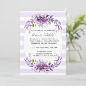 Violet Pink Purple Flowers Stripes Afstudeerder Pa Kaart (Staand voorkant)