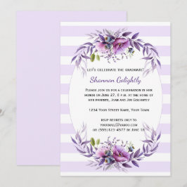 Violet Pink Purple Flowers Stripes Afstudeerder Pa Kaart