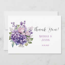 Violet pioen en Rozen bruiloft dank u kaarten