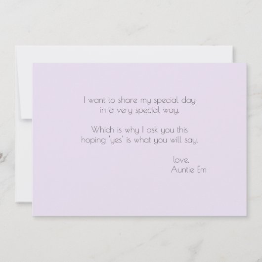 Violet Pioen Rozen Wil je mijn bloemenmeisje zijn Kaart (Achterkant)