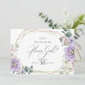Violet Pioen Rozen Wil jij mijn bloemenmeisje zij Kaart (Staand voorkant)