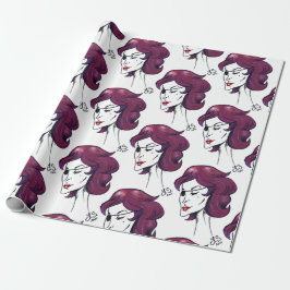 Violet Pirate Lady Purple Hair Woman Drawing Art Cadeaupapier