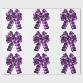 Violet Plaid Bows inpakpapier