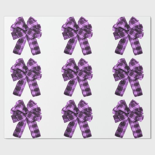Violet Plaid Bows inpakpapier (Vlak)