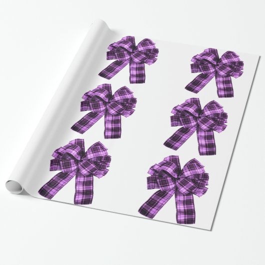 Violet Plaid Bows inpakpapier (Uitgerold)