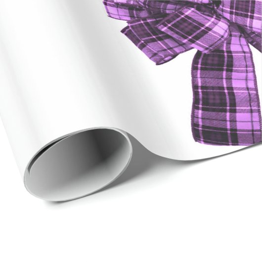 Violet Plaid Bows inpakpapier (Rol Hoek)