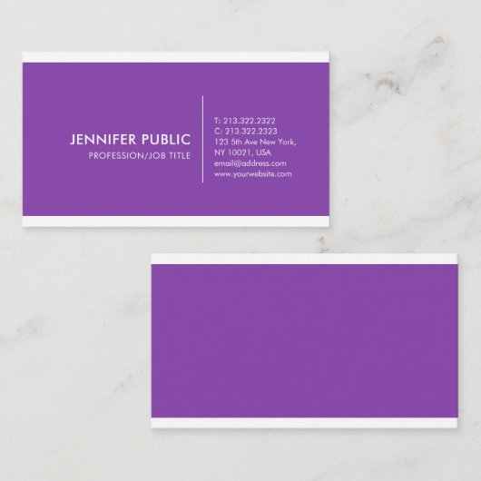 Violet Plain Professioneel Modern Elegant Eenvoudi Visitekaartje (Voorkant / Achterkant)