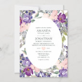 Violet, plum en Blush Floral Wedding Magnetische Uitnodiging (Voorkant)