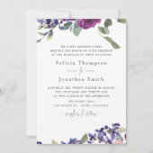 Violet-Plum Floral Wedding-uitnodiging Kaart (Voorkant)