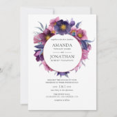 Violet Plum Waterverf Bloemenbruiloft Kaart (Voorkant)