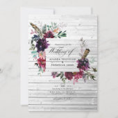 Violet Plum Waterverf Floral Bohemian Wedding Kaart (Voorkant)