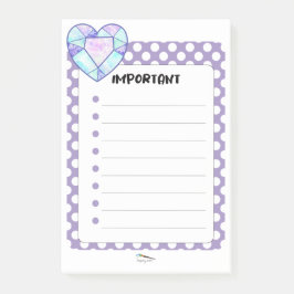 Violet Polka Dot Heart Diamond Post-it® Notes