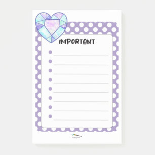 Violet Polka Dot Heart Diamond Post-it® Notes