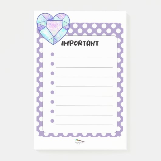 Violet Polka Dot Heart Diamond Post-it® Notes (Voorkant)