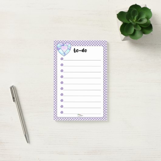 Violet Polka Dot Heart Diamond TO-DO Post-it® Notes (Kantoor)