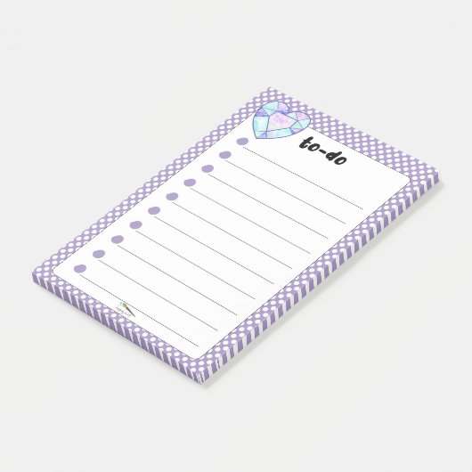 Violet Polka Dot Heart Diamond TO-DO Post-it® Notes (Schuin)