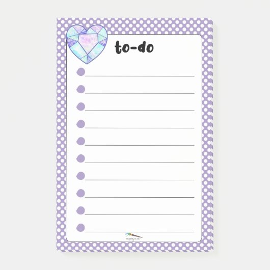 Violet Polka Dot Heart Diamond TO-DO Post-it® Notes (Voorkant)