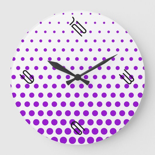 Violet Polka Dot Modern White Grote Klok (Voorkant)
